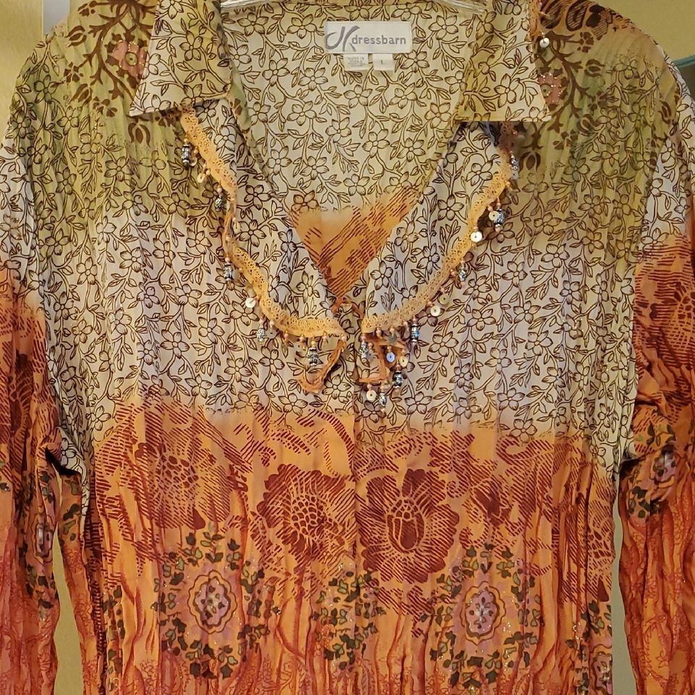 Dressbarn Multicolor Floral Women's Top Sz L